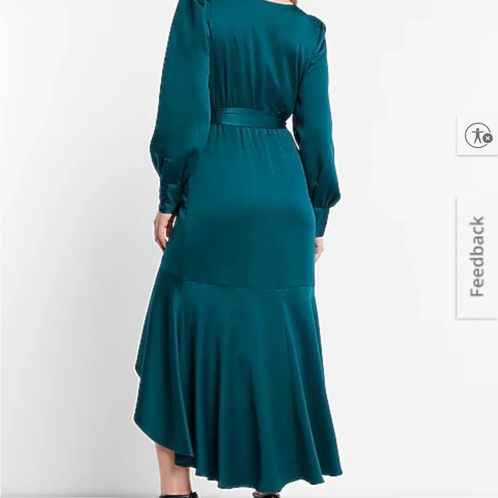 Express Deep Teal Long Sleeve Wrap Dress Dress XL - Picture 8 of 8
